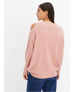 Väljalõigete ja pärlitega pullover